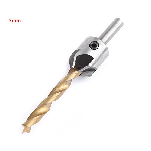 Hochleistungs -Countersink -Bohrer für Tischlerei mit Runden Schaft- und Sechskantschlüssel - Langlebig 45# Stahl für Effiziente Holzbearbeitung - Multipack mit 10 Größen (Single 3mm+ kleiner von Dioche