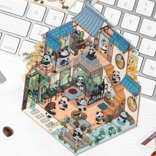 3D Miniatur Szenen Aufkleber, 3D Panda Haus Stickers, Miniatur Haus Sticker Szene Zum Selbermachen, 3D Effekt Miniatur Haus Sticker Für Kindertag, Geburtstag von Dioeazh