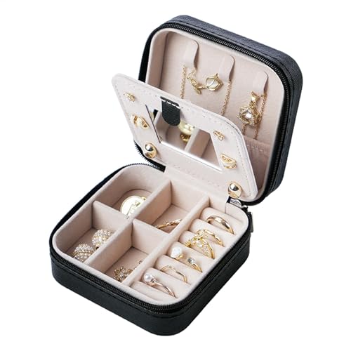 Dioeazh Schmuckkästchen Klein, Schmuckschatulle Für Mädchen, 2 Ebenen Schmuckbox Damen, Reise Schmuck Etui, Jewelry Organizer Leder, Für Ohrringe, Halsketten, Ringe, Hochzeit Geschenk von Dioeazh