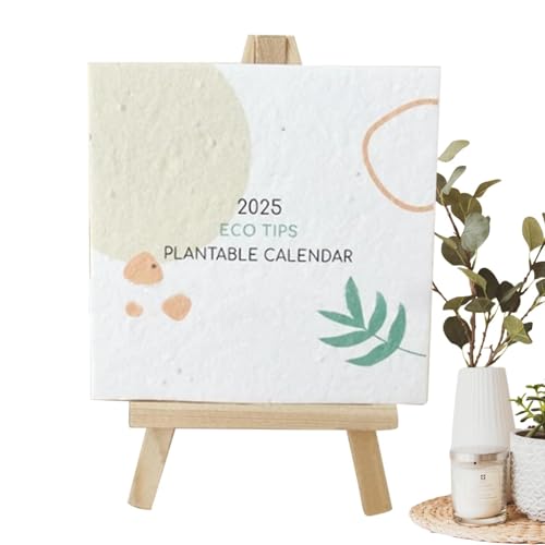 Kalender 2025 Tischkalender Garten, Monatskalender Mit Pflanzenmotiv Und Staffelei, Plantable Seed Calendar 2025 Für Planung Und Terminplanung von Dioeazh