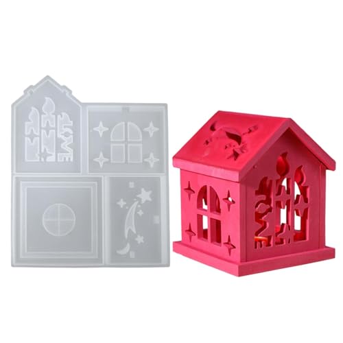 Silikonform Weihnachten Haus, Silikonformen Gießformen Häuse, 3D Silikonform Haus Kerzenhalter Gießform Zum Gießen, Häuse Kerzenständerform Nachtlichtbehälter Für Neujahr, Zuhause, Desktop von Dioeazh