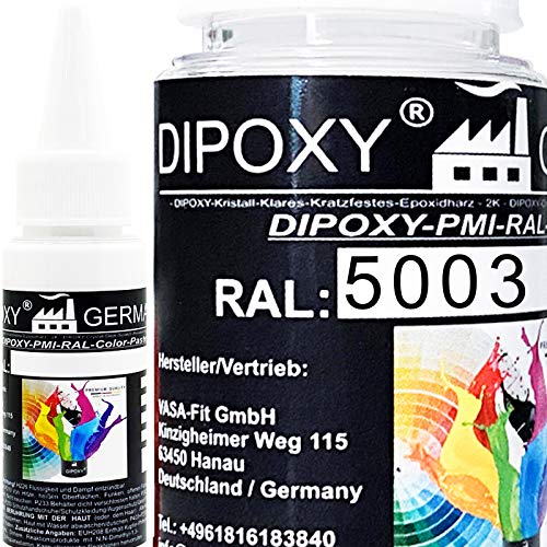 150g Dipoxy-PMI-RAL 5003 SAPHIRBLAU Extrem hoch konzentrierte Basis Pigment Farbpaste Farbmittel für Epoxidharz, Polyesterharz, Polyurethan Systeme, Beton, Lacke, Flüssigfarbe Kunstharz Schmuck von Dipoxy