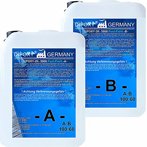 Dipoxy 2K-5000 Epoxidharz Pool Paint 4,0kg (A 2,5kg +B 1,5kg) +0,2kg Himmelblau 5015 von Dipoxy