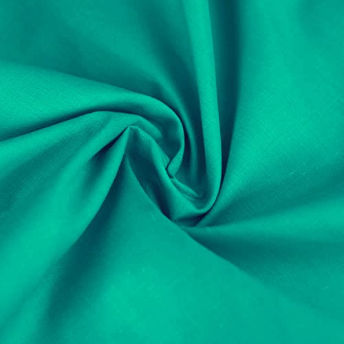 Einfarbiger Polycotton Stoff aus Poly Baumwollkleid Bastelmaterial 45 Zoll – 112 cm Breit 60+ Farben (Meergrün, 1/2 Meter) von Discover Lifestyle & Fashion Fabrics