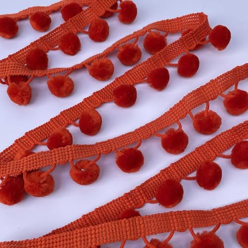 Bommelbälle, Bommelbordüre, 18 mm, Bommelfransen, 28 mm, Schrägband, Nähen, Handwerk, Kleiderdekoration, Meterware (Flo Orange) von Discover Lifestyle & Fashion Fabrics