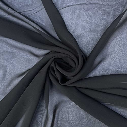 Chiffon-Stoff, durchscheinend, weiches Polyester, leicht, für den Sommer, gewebt, Schneidern, Drapierstoff, 150 cm breit, Meterware (schwarz) von Discover Lifestyle & Fashion Fabrics