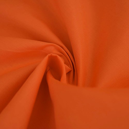 Einfarbiger Polycotton Stoff Poly Baumwoll Kleid Bastelmaterial 45 Zoll – 112 cm Breit 60+ Farben (Orange, 1/2 Meter) von Discover Lifestyle & Fashion Fabrics