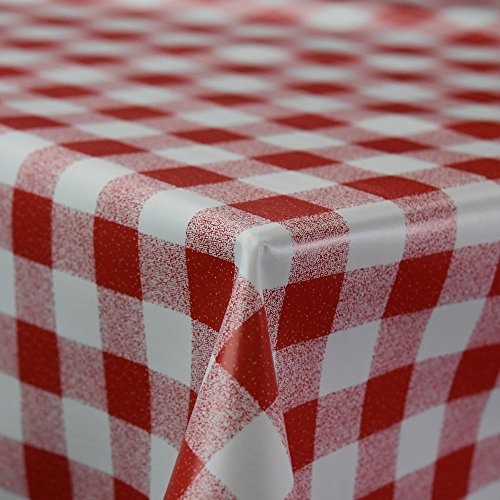 Gingham Check Designer-Tischdecke, abwischbar, Vinyl, 140 cm breit, Rot von Discover Lifestyle & Fashion Fabrics