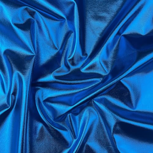 Metallic-Folienstoff, 4-Wege-Stretch, Poly-Spandex, einfarbig, glänzend, Tanzbekleidung, Sportbekleidung, Stoff, 150 cm breit (pro halber Meter, Türkisblau) von Discover Lifestyle & Fashion Fabrics