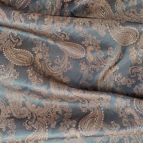 Paisleymuster, Jacquard, Poly-Viskose, gewebt, Polsterstoff, Anzugfutter, Drapierstoff, 150 cm breit (Meterware, Braun/Blau) von Discover Lifestyle & Fashion Fabrics