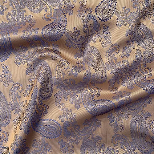 Paisleymuster, Jacquard, Poly-Viskose, gewebt, Polsterstoff, Anzugfutter, Drapierstoff, Material | 150 cm breit (Meterware, Rost/Blau) von Discover Lifestyle & Fashion Fabrics