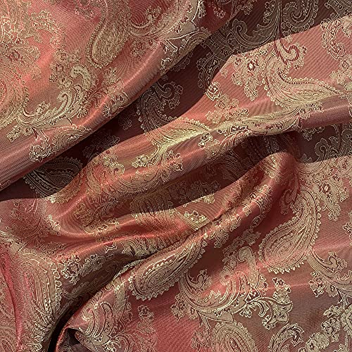 Paisleymuster, Jacquard, Poly-Viskose, gewebt, Polsterstoff, Kleiderfutter, Drapierstoff, 150 cm breit (pro halber Meter, Dunkelblau/Gold) von Discover Lifestyle & Fashion Fabrics