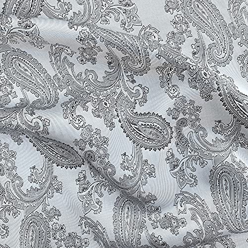 Paisleymuster, Jacquard-Poly-Viskose, gewebt, Polsterstoff, Anzugfutter, Drapierstoff, Material, 150 cm breit (Meterware, grau/schwarz) von Discover Lifestyle & Fashion Fabrics