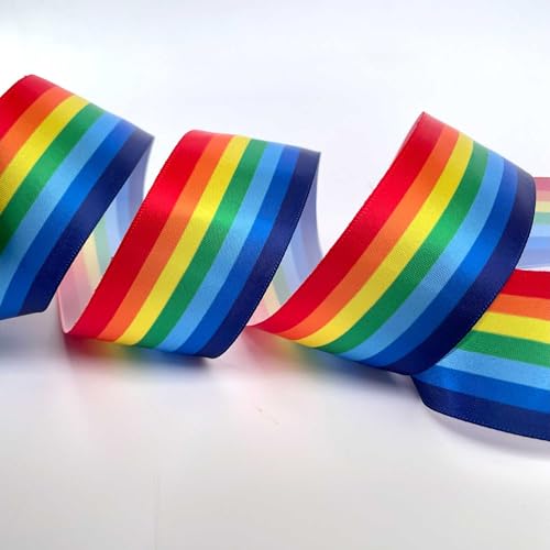 Satinband in Regenbogenfarben, mehrfarbig, glatt, seidige Schleifen, Wimpelkette, Kleidung, Geschenkverpackung, 38 mm breit, 5 m von Discover Lifestyle & Fashion Fabrics