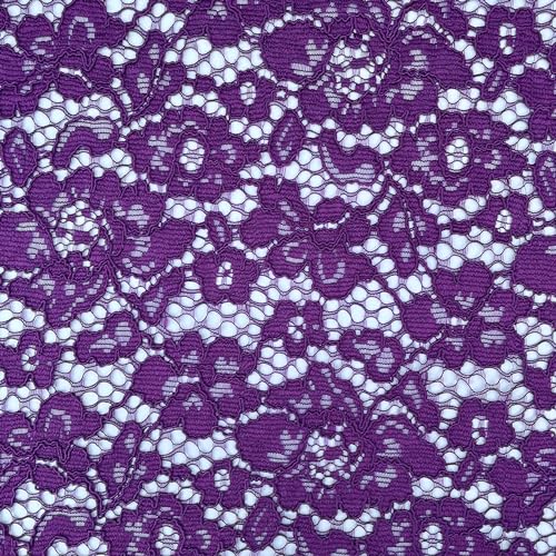 Spitzenstoff, leicht, weich, Rachel-Spitze, Blumenmuster, strukturiert, lässig, Abendgarderobe, Brautkleidung, 146 cm breit (Meterware, lila) von Discover Lifestyle & Fashion Fabrics