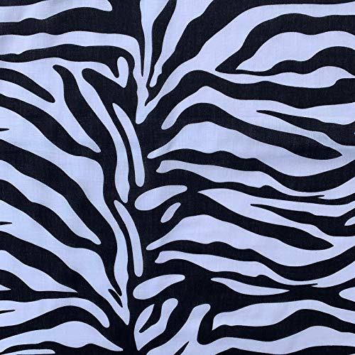 Stoff mit Tierfell-Design, für Kinder aus Polyester-Baumwoll-Mischgewebe, bedruckt, für Kostüme, 112 cm, Verkauf pro halbem Meter (Zebra) von Discover Lifestyle & Fashion Fabrics