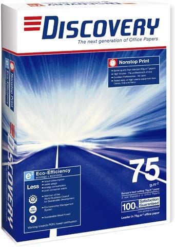 DISCOVERY Multifunktionspapier, A4, 75 g/m², ECF, hochweiß, matt (500 Blatt), Sie erhalten 1 Packung á 500 Blatt von Discovery