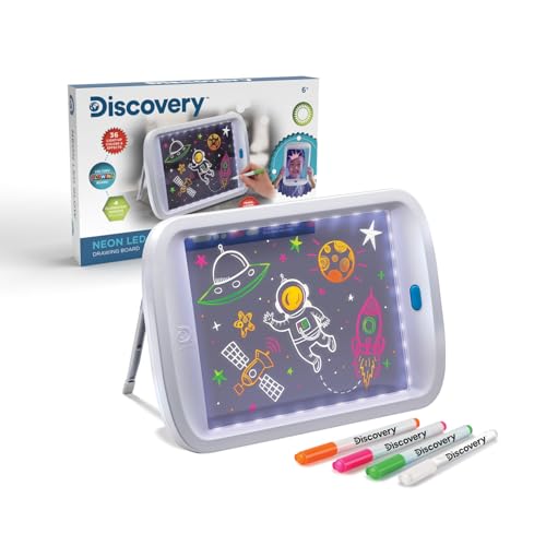 Discovery 1303002031 - Drawing Board Neon LED Glow - Tablet zum Zeichnen mit Leuchtfarben - für Kinder ab 6 Jahren von Discovery