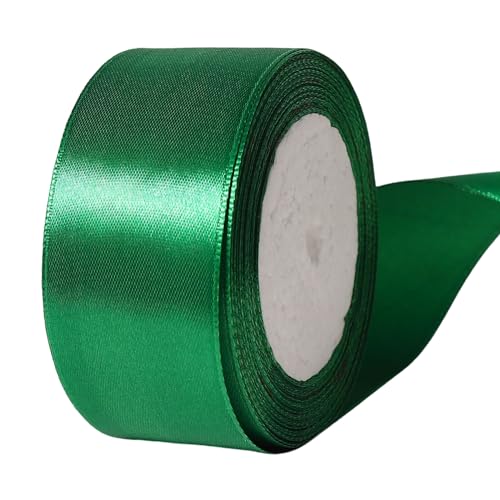 Dishaur 40 mm grünes Satinband für Geschenkverpackungen, 22 m Stoffband zum Basteln, Nähen, Weihnachten, Haarschleifen und Kuchendekoration von Dishaur