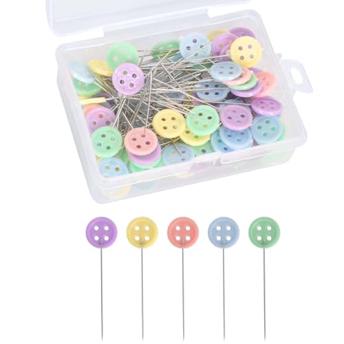 100 stücke Head Pins für DIY,Mehrfarbige Stecknadeln Mit Kopf,stecknadeln mit kopf bunt,Mehrfarbige Stecknadeln,Head Pins,Kratznadeln mit Aufbewahrungsbox-für DIY Schmuck (Schaltfläche) von Disnace