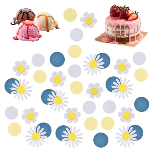 Disnace 100 Stück Gänseblümchen Papierkonfetti Konfetti Geburtstag Gänseblümchen Deko Gänseblümchen Konfetti Hochzeit Tischdeko Baby Shower Deko Konfetti Blumen Konfetti Tischdeko Geburtstag (Blau) von Disnace