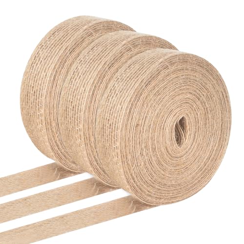 Disnace 3 Rollen Juteband, Sackleinen Band Natür, Burlap Vintage Geschenkband, Dekoband Deko Juteband, Weihnacht Jute Band, Juteband 2cm Breit, 30m Geschenkband Für DIY Handwerk Verpackung, 10m x 2cm von Disnace