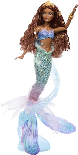 Mattel Disney Arielle, die Meerjungfrau - Deluxe-Meerjungfrauenpuppe mit Haarperlen und Puppenständer für fantasievolles Spielen und Präsentieren, für Kinder ab 3 Jahren, HNF42 von Mattel