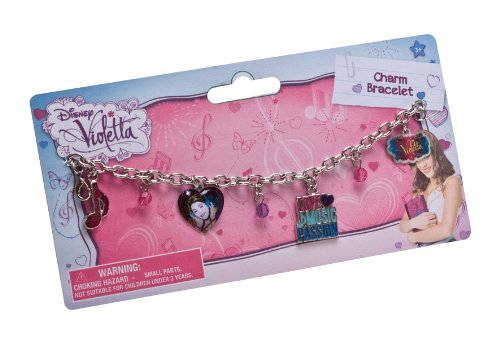 Disney Violetta 117021 - Bettelarmband mit 4 Anhängern auf backercard, 18 x 0.5 x 9 cm von Disney Violetta