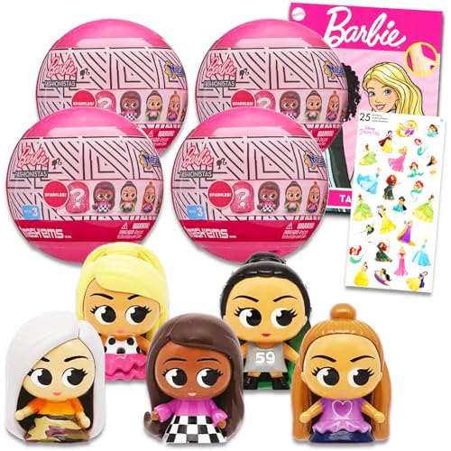 Barbie MashEms Mystery Toys – Barbie-Partygeschenke für Mädchen, Paket mit 4 Mini-Barbie-Mystery-Bällen mit Barbie-Minifiguren und Barbie-Tattoos, Barbie-Partyzubehör für Kinder, 4 Stück von Disney