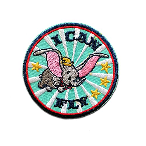 Disney © Dumbo I can fly Elefant Tier - Aufnäher, Bügelbild, Aufbügler, Applikationen, Patches, Flicken, zum aufbügeln, Größe: 5,9 x 5,9 cm von Disney