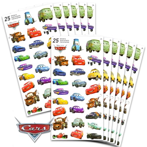 Disney Auto-Aufkleber für Kleinkinder, Kinder, Erwachsene, Set ~ Paket enthält 150 Disney Cars-Aufkleber auf 12 Partygeschenkbögen (Disney Cars-Partyzubehör, Dekorationen) von Disney