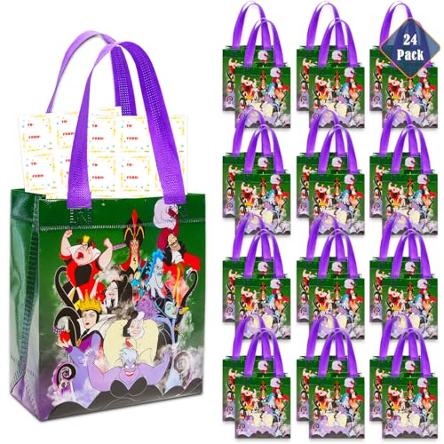 Disney Bösewichte Partygeschenktüten-Set – 24 Stück Disney Bösewichte Party Goodie Taschen für Kinder Bulk wiederverwendbare Tragetaschen (Disney Villains Geburtstagspartyzubehör) von Disney