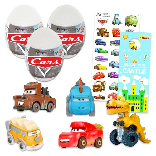 Disney Cars Mini-Figuren, Blindtaschen-Set – Paket mit 3 geheimnisvollen Blindeiern mit Mini-Rennfahrer mit Lightning McQueen, Mater, mehr plus Aufklebern, Disney Cars, Partygeschenke von Disney