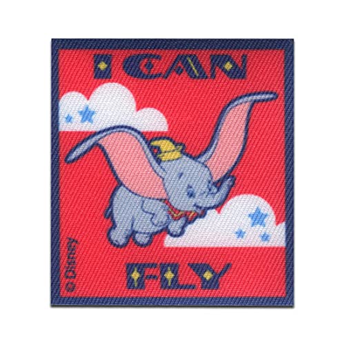 Disney Dumbo I can fly Elefant Tier - Aufnäher, Bügelbild, Aufbügler, Applikationen, Patches, Flicken, zum aufbügeln, Größe: 6,3 x 5,8 cm von Disney