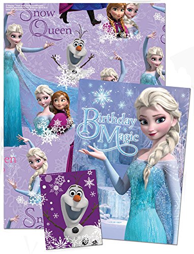 Disney Frozen Geschenkpapier mit Geburtstagskarte und Geschenkanhänger von Disney