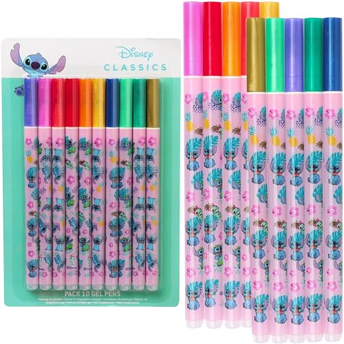 Disney Stitch Gel Kugelschreiber, Gel Stifte Set für Kinder 10 Stück - Back to School Supplies (Lila) von Disney