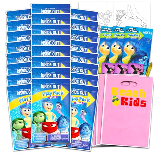 Disney Inside Out Mini-Partygeschenk-Set für Kinder – Bündel mit 24 Mini-Inside Out Grab n Go Spielpackungen mit Malseiten, Aufklebern und mehr (Inside Out Geburtstagsparty-Zubehör) von Disney