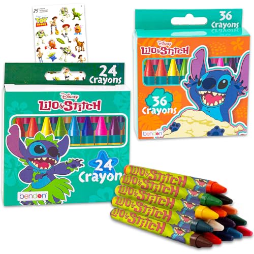 Disney Lilo and Stitch Buntstifte für Kleinkinder – Bündel mit 60 Buntstiften für Kleinkinder mit Stich für Gastgeschenke, Geschenktüten, mehr Stichmalstift-Set von Disney