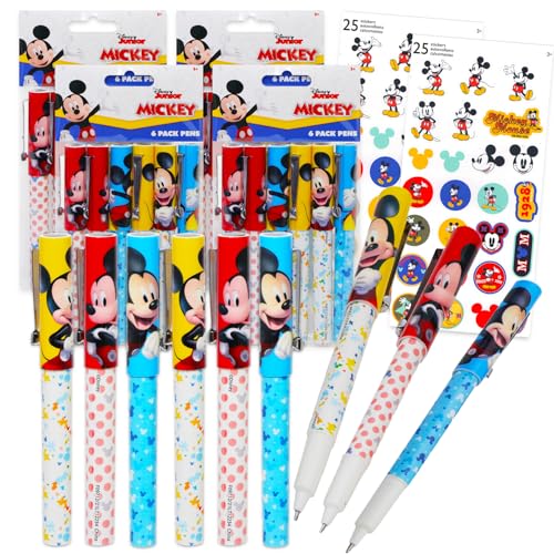 Disney Mickey Mouse Bulk-Stift-Set – Paket mit 24 Micky-Maus-Kugelschreibern für Kinder und Erwachsene plus Aufklebern, mehr | Micky-Maus-Partygeschenk-Set von Disney