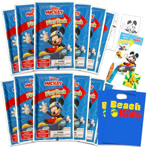 Disney Mickey Mouse Mini-Partygeschenk-Set, Set mit 12 Mickey und Friends Spielpackungen, Mini-Malbüchern, Aufklebern und Geschenktüten (Mickey Birthday Party Supplies Dekorationen) von Disney