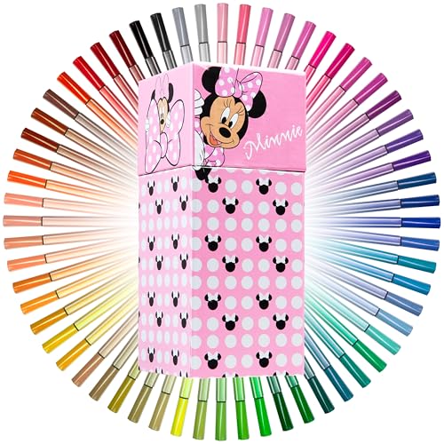 Disney Minnie Mouse Filzstifte Set mit 60 Fasermaler - Geschenke für Kinder(Rosa) von Disney