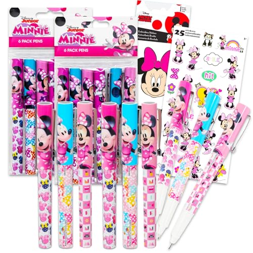 Disney Minnie Mouse Stift-Geschenk-Set – Set mit 12 Minnie-Kugelschreibern für Jungen und Mädchen, Minnie Partyzubehör von Disney