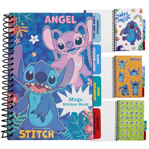 Disney Stitch Stickerbuch Mädchen, Teenager Sticker Album mit 28 Stickerbögen, 250+ Sticker, Sticker Buch Scrapbook, Geschenke für Sie von Disney