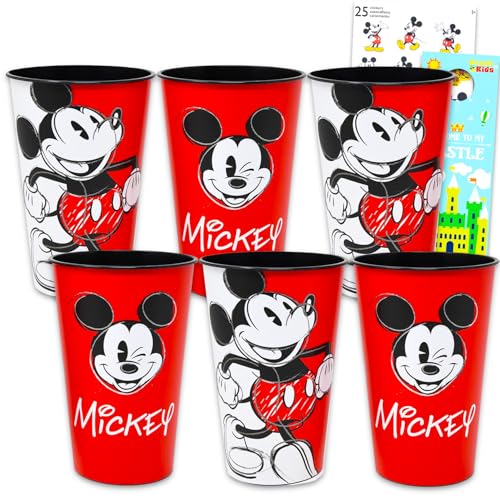 Mickey Mouse wiederverwendbare Trinkbecher – Disney Partyzubehör, 6-teiliges Set mit 680 ml Bechern und Aufklebern, mehr | Großpackung Micky Maus Wassergläser von Disney