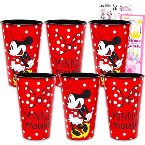 Minnie-Maus-Becher mit Minnie-Maus-Motiv, wiederverwendbar, 6-teiliges Set mit 680 ml Bechern und Aufklebern, mehr; Minnie-Maus-Wassergläser von Disney