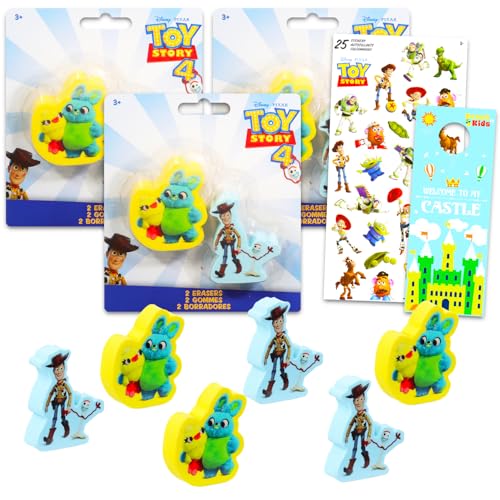 Toy Story Partygeschenk-Set – Paket mit 6 Toy Story Radiergummis mit Woody Plus Toy Story Aufklebern | Toy Story Partyzubehör-Set für Kinder, Jungen, Mädchen von Disney