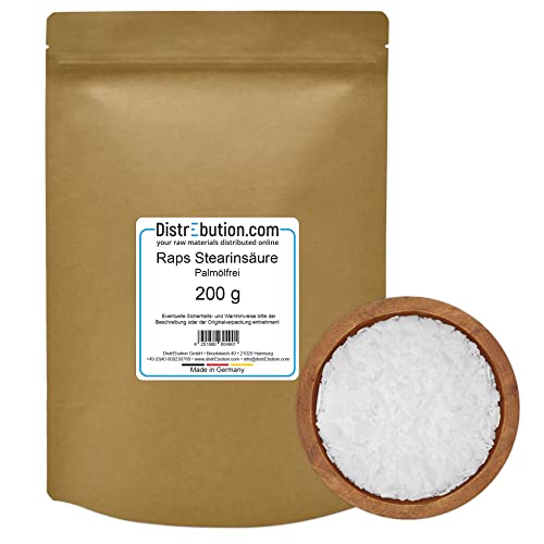 Raps Stearinsäure 200 g Stearin pflanzliches Wachs zum herstellen von Kerzen Seifen Kosmetik Palmölfrei von DistrEbution.com