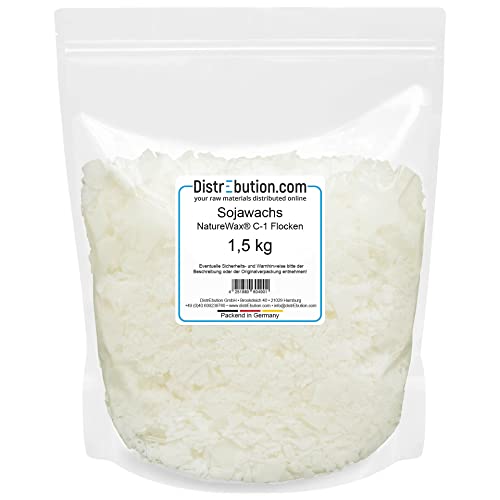 Sojawachs Flocken 1,5 kg NatureWax® C-1 Wachs zum Kerzen gießen Kerzenwachs von DistrEbution.com