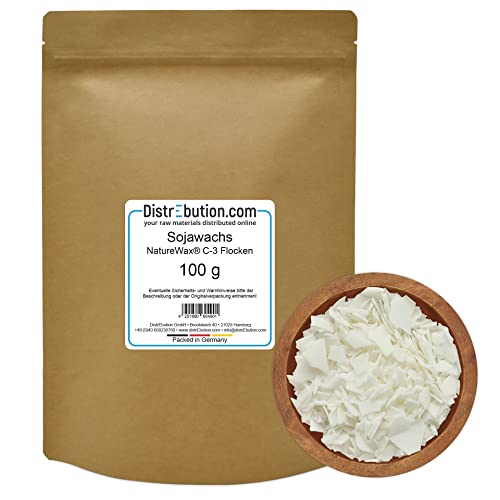 Sojawachs Flocken 100g Kerzenwachs NatureWax® C-3 zum Kerzen gießen von DistrEbution.com