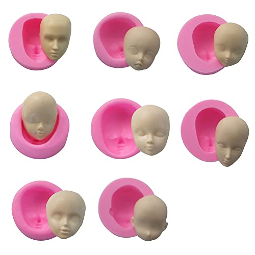 Ditanpu 3D-puppenkopf, 8 Stück Silikon Menschlicher Kopf Form Fondant Gesicht Formen Modell, Baby-3d-silikon-form-gesichts Fondant-Kuchen-Werkzeug von Ditanpu